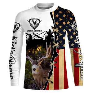 Mule Deer hunting American flag custom name 3D all over print Shirts, Personalized gifts FSD3161