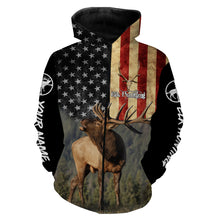 Load image into Gallery viewer, Elk hunting American flag Custom name All over print shirt, T-shirt, Hoodie, Long sleeve Hunting gift FSD3165