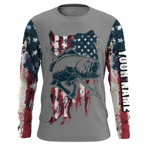 Archery Bowfishing American Flag Customize Name 3D All Over printed Shirts For Men, Women - Personalized Fishing Gifts  FSD2222