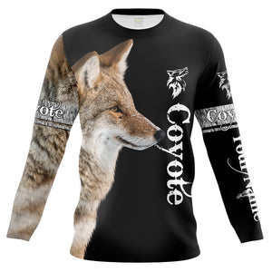 Coyote Hunting Predator Hunter Customize Name 3D Full Printing Shirts Personalized Hunting Gifts for Adult and Kid FSD2073