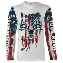 Load image into Gallery viewer, Bow Hunting Archery Deer Skull American flag custom Name Shirts - Patriotic Deer Bowhunting gifts FSD2395