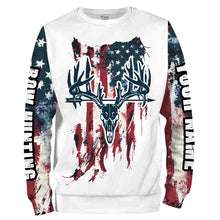 Load image into Gallery viewer, Bow Hunting Archery Deer Skull American flag custom Name Shirts - Patriotic Deer Bowhunting gifts FSD2395