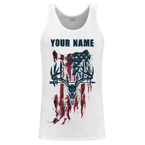 Bow Hunting Archery Deer Skull American flag custom Name Shirts - Patriotic Deer Bowhunting gifts FSD2395