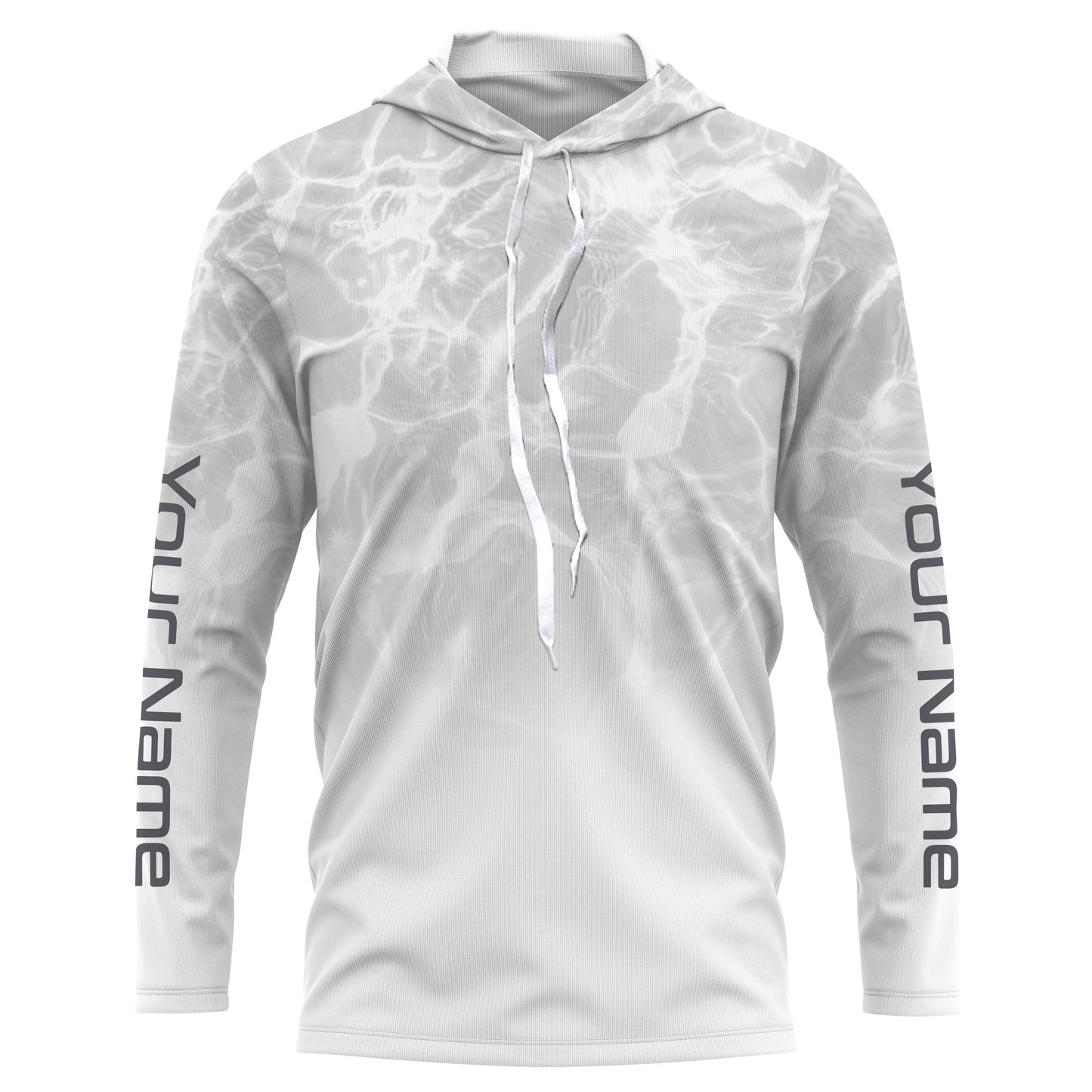 Personalized Water Wave White-grey Performance Shirts, Fishing Tournament UV Protection Long Sleeve, Fishing Jerseys FSD2672