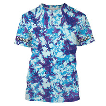 Load image into Gallery viewer, Violet and blue Tie Dye Custom printed Shirt, Blue performance UV protection Fishing shirt FSD3363