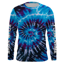 Load image into Gallery viewer, Blue black Tie Dye Custom printed Shirt, Performance long sleeve UV protection Fishing shirt FSD3364