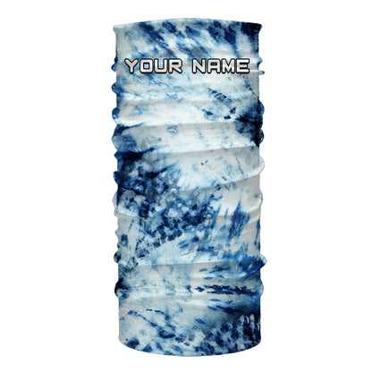 Custom Blue and white Tie Dye printed Shirt, Performance long sleeve UV protection Fishing shirt FSD3365