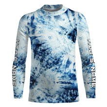 Load image into Gallery viewer, Custom Blue and white Tie Dye printed Shirt, Performance long sleeve UV protection Fishing shirt FSD3365