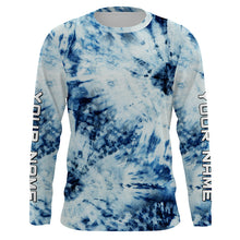 Load image into Gallery viewer, Custom Blue and white Tie Dye printed Shirt, Performance long sleeve UV protection Fishing shirt FSD3365