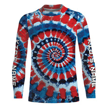 Load image into Gallery viewer, Spiral American flag Tie Dye Custom Shirt, Performance long sleeve UV protection Fishing shirt FSD3366