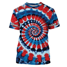 Load image into Gallery viewer, Spiral American flag Tie Dye Custom Shirt, Performance long sleeve UV protection Fishing shirt FSD3366
