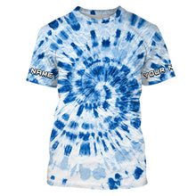 Load image into Gallery viewer, Custom blue Tie Dye long sleeve Shirts, Performance UV protection Fishing shirt FSD3368