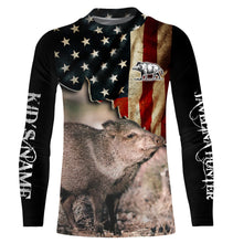 Load image into Gallery viewer, Javelina hunting US Flag custom Name 3D All over print Shirt Personalized Hunting gift FSD861