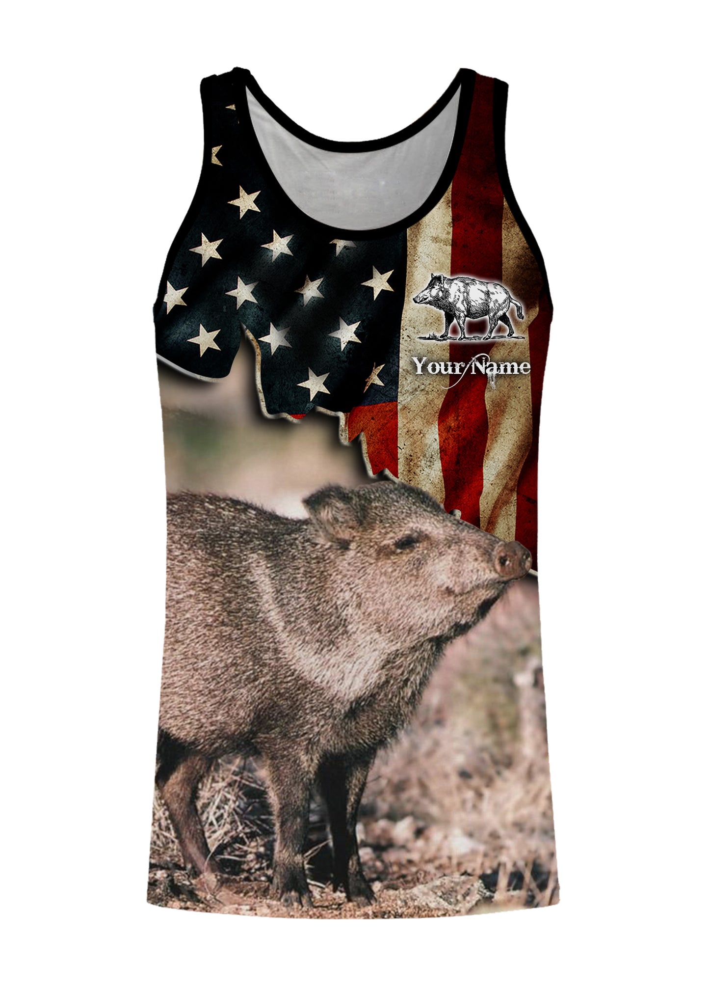 Javelina hunting US Flag custom Name 3D All over print Shirt Personalized Hunting gift FSD861