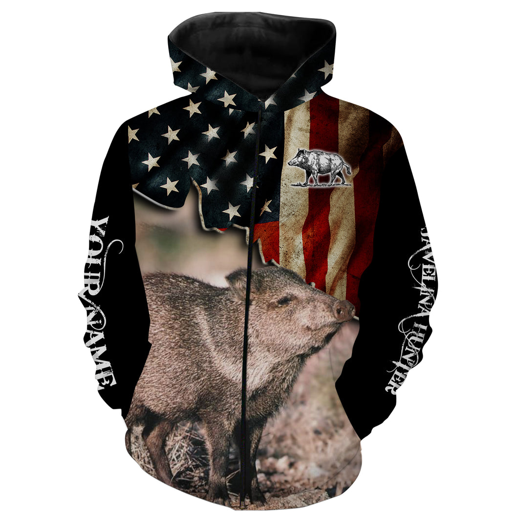 Javelina hunting US Flag custom Name 3D All over print Shirt Personalized Hunting gift FSD861