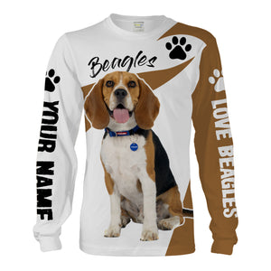 Love Beagle hunting dog custom name 3D Full printing Shirt, Hoodie, Zip up hoodie Personalized gifts for beagle lover FSD1687