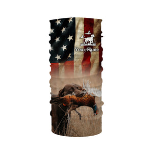 Pheasant Hunting with Chocolate Labrador American flag All over printed Shirts, Lab hunting shirt FSD3560