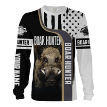 Load image into Gallery viewer, Wild Boar Hunting American Flag Custom Name 3D Full Printing Shirts - Personalized Hunting Gifts FSD1803