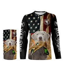 Load image into Gallery viewer, Personalized Silver Labrador Retriever Duck Hunting Dogs American flag Shirts, Hunting gifts FSD3867