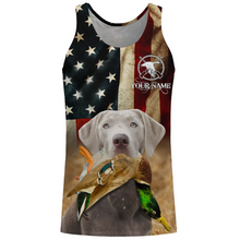 Load image into Gallery viewer, Personalized Silver Labrador Retriever Duck Hunting Dogs American flag Shirts, Hunting gifts FSD3867