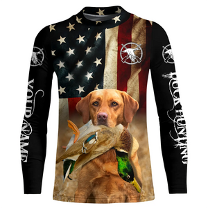 Personalized Fox red Labrador Retriever Duck Hunting Dogs American flag Shirts, Hunting gifts FSD3868