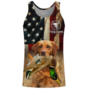 Personalized Fox red Labrador Retriever Duck Hunting Dogs American flag Shirts, Hunting gifts FSD3868