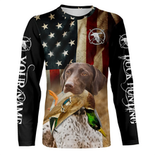 Load image into Gallery viewer, Personalized German Shorthaired Pointer Duck Hunting Dogs American flag Shirts, Hunting gifts FSD3869