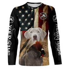 Load image into Gallery viewer, Silver Labrador Retriever Pheasant Hunting Dogs custom American flag Shirts, Hunting gifts FSD3874