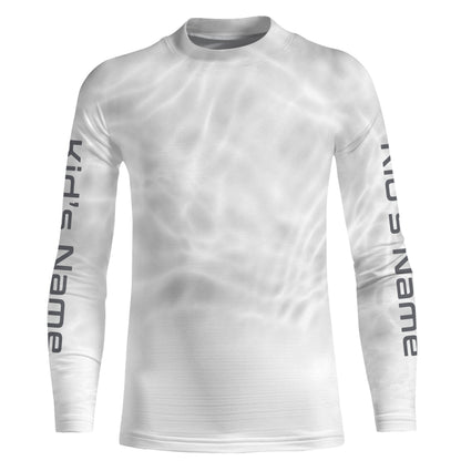 Personalized Water Wave White Performance Shirts, Fishing Tournament UV Protection Long Sleeve, Fishing Jerseys FSD2671