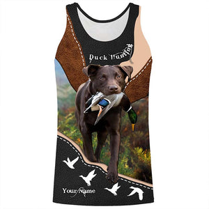 Chocolate Labs Duck Hunting with dog Custom Name all over print Shirts for Duck Hunters, Hunting gift FSD4107