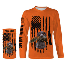 Load image into Gallery viewer, American Hunting flag Pheasant hunting with dog German Shorthaired Pointer Orange Custom Name Shirts FSD4043