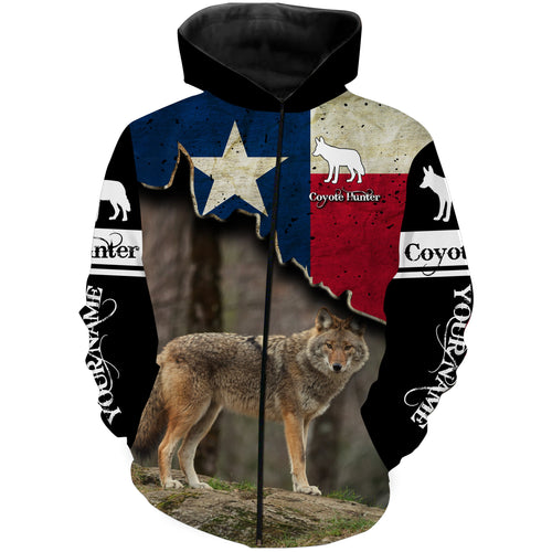 Coyote Hunting Texas flag Custom Name 3D All over print Shirts - Personalized Coyote Hunting gifts FSD3056