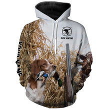 Load image into Gallery viewer, Waterfowl Duck hunting with Dog Brittany Custom Name All over print Shirt, Duck hunting gifts FSD4010