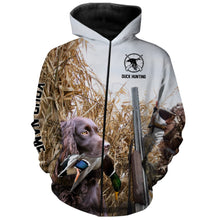 Load image into Gallery viewer, Waterfowl Duck hunting with Dog Boykin Spaniel Custom Name All over print Shirt, Duck hunting gifts FSD4012