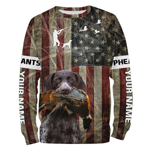 German Shorthaired Pointer dog Pheasant hunting Patriotic American flag custom Name all over print Shirts FSD4104