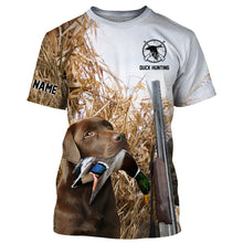 Load image into Gallery viewer, Duck hunting with Dog Chocolate Labs Custom Name All over print Shirts, Duck hunting gifts FSD4014