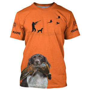 Small Munsterlander Dog Pheasant Hunting Custom name Orange Shirts for Upland hunters FSD4017