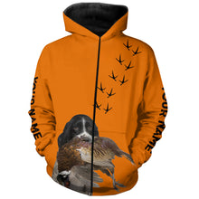 Load image into Gallery viewer, English Springer Spaniel Dog Pheasant Hunting Blaze Orange custom Name Hunting Hoodie, T-shirt FSD3969