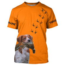 Load image into Gallery viewer, Brittany Dog Pheasant Hunting Blaze Orange custom Name Hunting Hoodie, T-shirt FSD3973