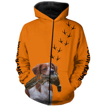 Load image into Gallery viewer, Brittany Dog Pheasant Hunting Blaze Orange custom Name Hunting Hoodie, T-shirt FSD3973