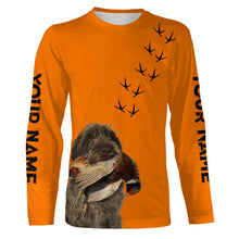 Load image into Gallery viewer, Wirehaired Pointing Griffon Dog Pheasant Hunting Blaze Orange custom Name Hunting Hoodie, T-shirt FSD3974