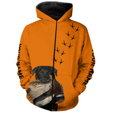 Load image into Gallery viewer, Black Labs dog Pheasant Hunting Blaze Orange custom Name Hunting Hoodie, T-shirt FSD3976