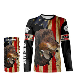 Pudelpointer Pheasant hunting Dogs American flag Custom Name Shirts, gifts for hunting dog owners FSD3798