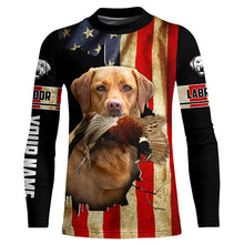 Load image into Gallery viewer, Bird Dog Labs red Labrador Pheasant hunting American flag Custom Name Shirts, gifts for dog owners FSD3802