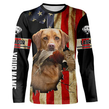 Load image into Gallery viewer, Bird Dog Labs red Labrador Pheasant hunting American flag Custom Name Shirts, gifts for dog owners FSD3802