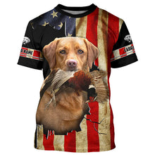 Load image into Gallery viewer, Bird Dog Labs red Labrador Pheasant hunting American flag Custom Name Shirts, gifts for dog owners FSD3802