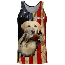 Load image into Gallery viewer, Bird Dog Labs yellow Labrador Pheasant hunting American flag Custom Name Shirts, Hoodie FSD3805