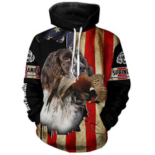 Load image into Gallery viewer, Springer Spaniel bird Dog Pheasant hunting American flag Customized Name Shirts, Hoodie FSD3806