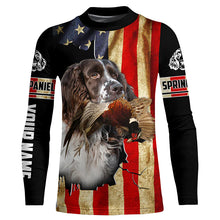 Load image into Gallery viewer, Springer Spaniel bird Dog Pheasant hunting American flag Customized Name Shirts, Hoodie FSD3806