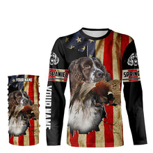 Load image into Gallery viewer, Springer Spaniel bird Dog Pheasant hunting American flag Customized Name Shirts, Hoodie FSD3806